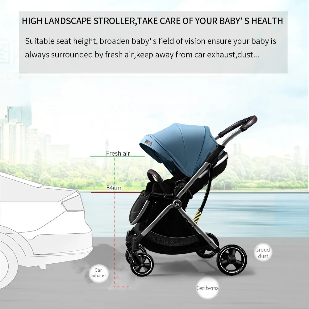 2023 New Multi-function Baby Stroller Eggshell Shape Leather Baby Carriage Model 2 in 1 Travel KBL-809 For New Born Stroller