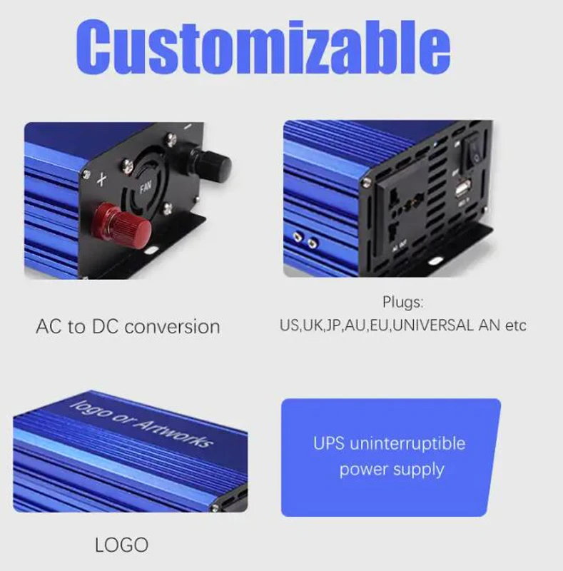 High Quality multi function 12v 24v 48v Dc To Ac 110v 220v 300W Pure Sine Wave Car Home Inverter Solar Power Inverter Generator