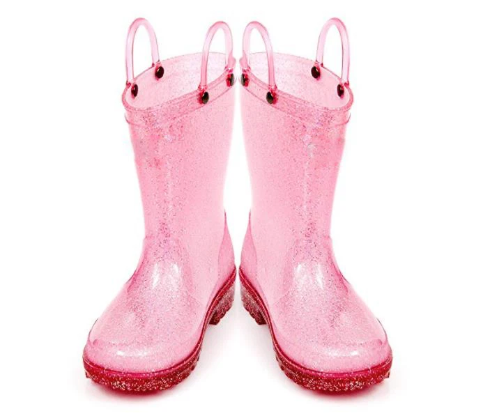 High quality beautiful waterproof pvc rain boots with LED light for kids