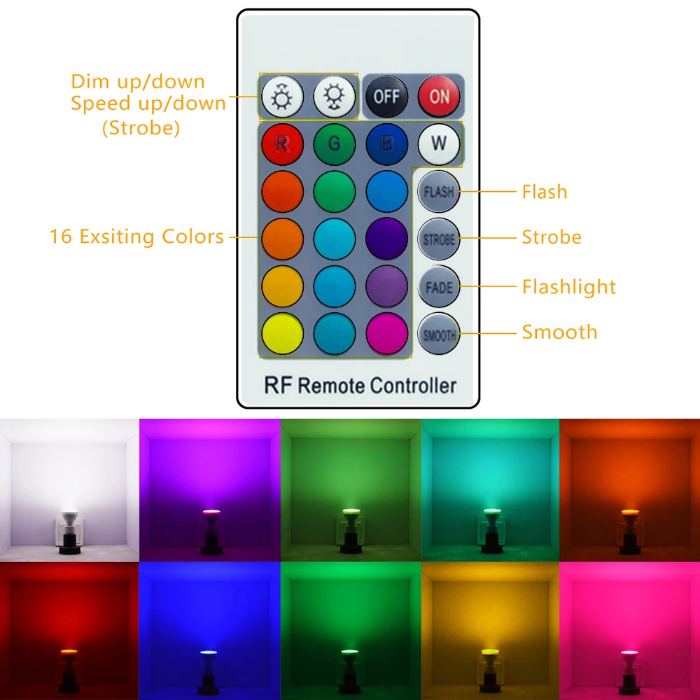 Infrared Remote Control 5w 400lm Ac120v 230v Gu10 Rgbw Sensor Led Bulb Lights Led Spotlights Bulb
