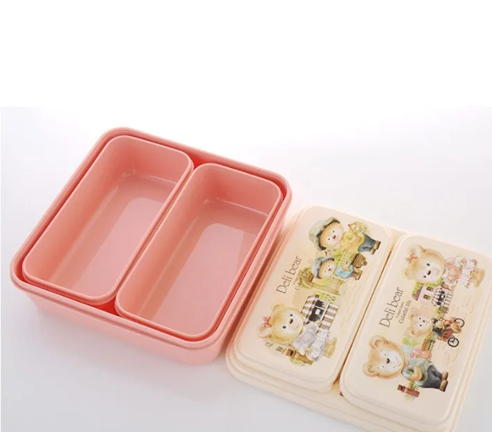 Eco-Friendly custom oem BPA Free lovely plastic lunch box with cute CMYK printing For School kids