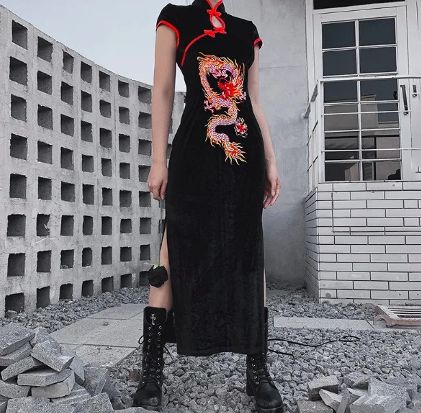 sexy Chinese dresses Chinese red qipao oriental styled dresses satin Chinese style modern cheongsam