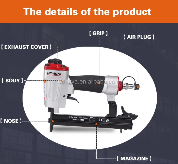 22 GA. Professional 6-16mm 1416 Air Stapler For Furniture Pneumatic air Nailer