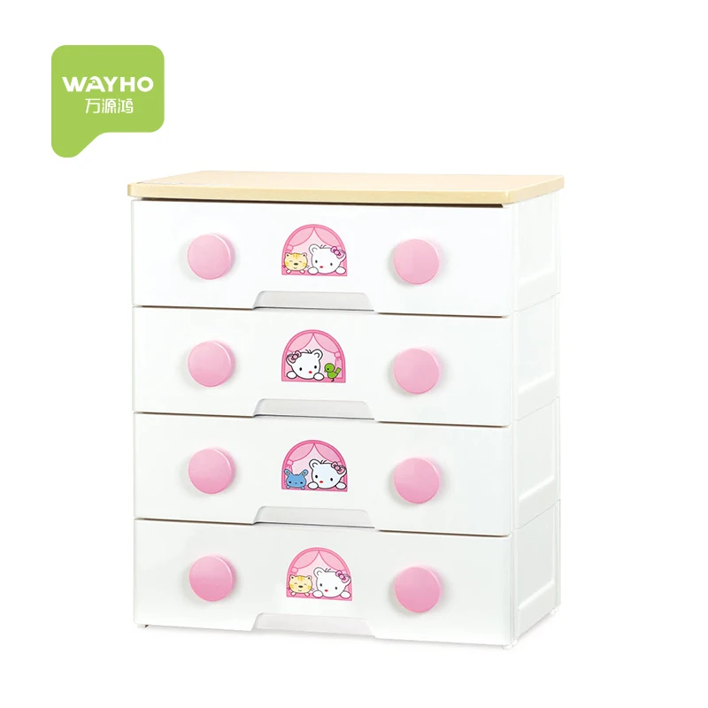 Handle plastic drawer clothes cabinets  5 layers plastic storage cabinet