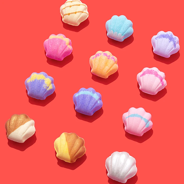 Seashell Christmas Kids Bath Salt Ball Packaging Bath Bombs Powder Gift Set Organic Salt Bath Bombs With Flowers