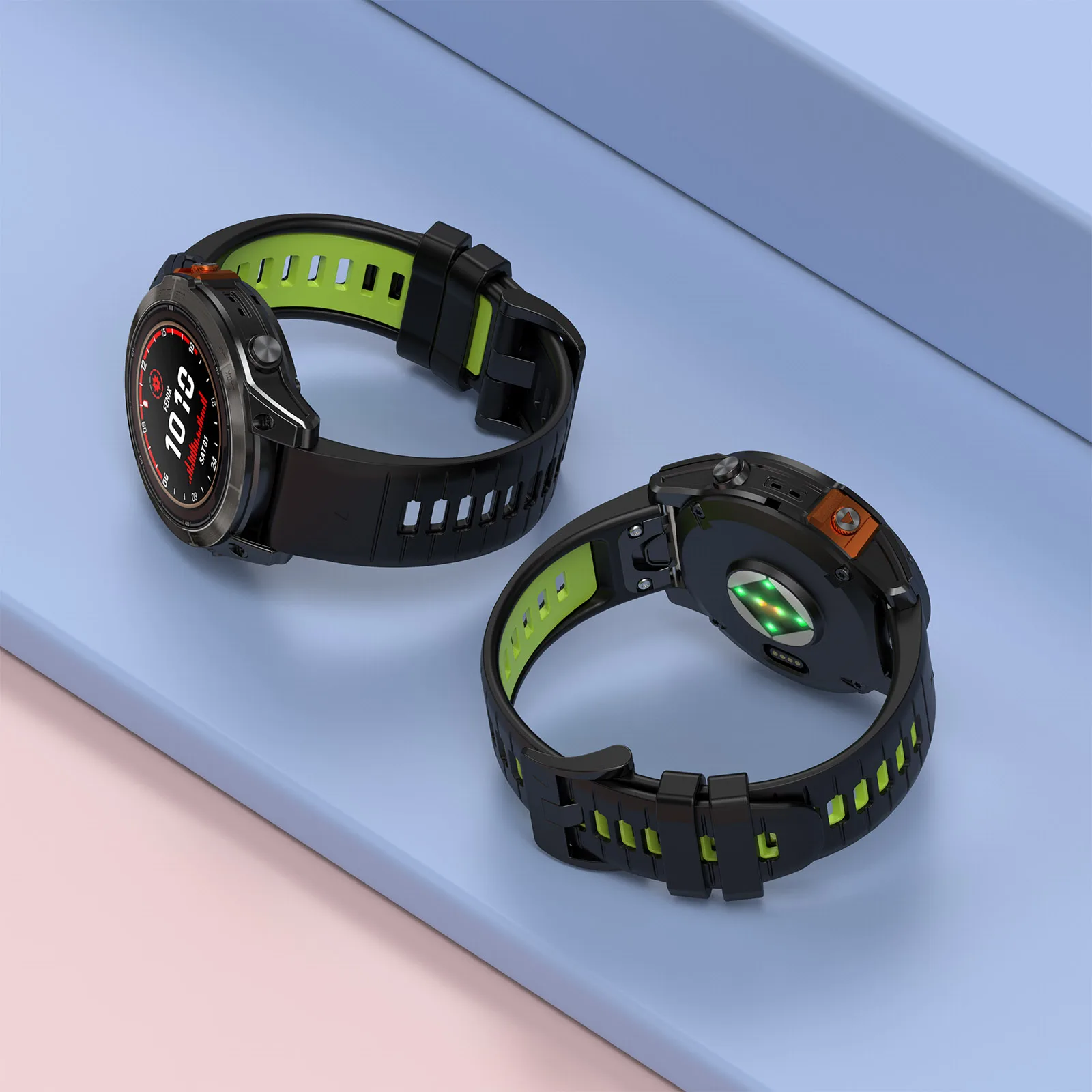 Двойной цветной мягкий силиконовый ремешок для Garmin Fenix7x Pro спортивный резиновый браслет Epix умный часов
