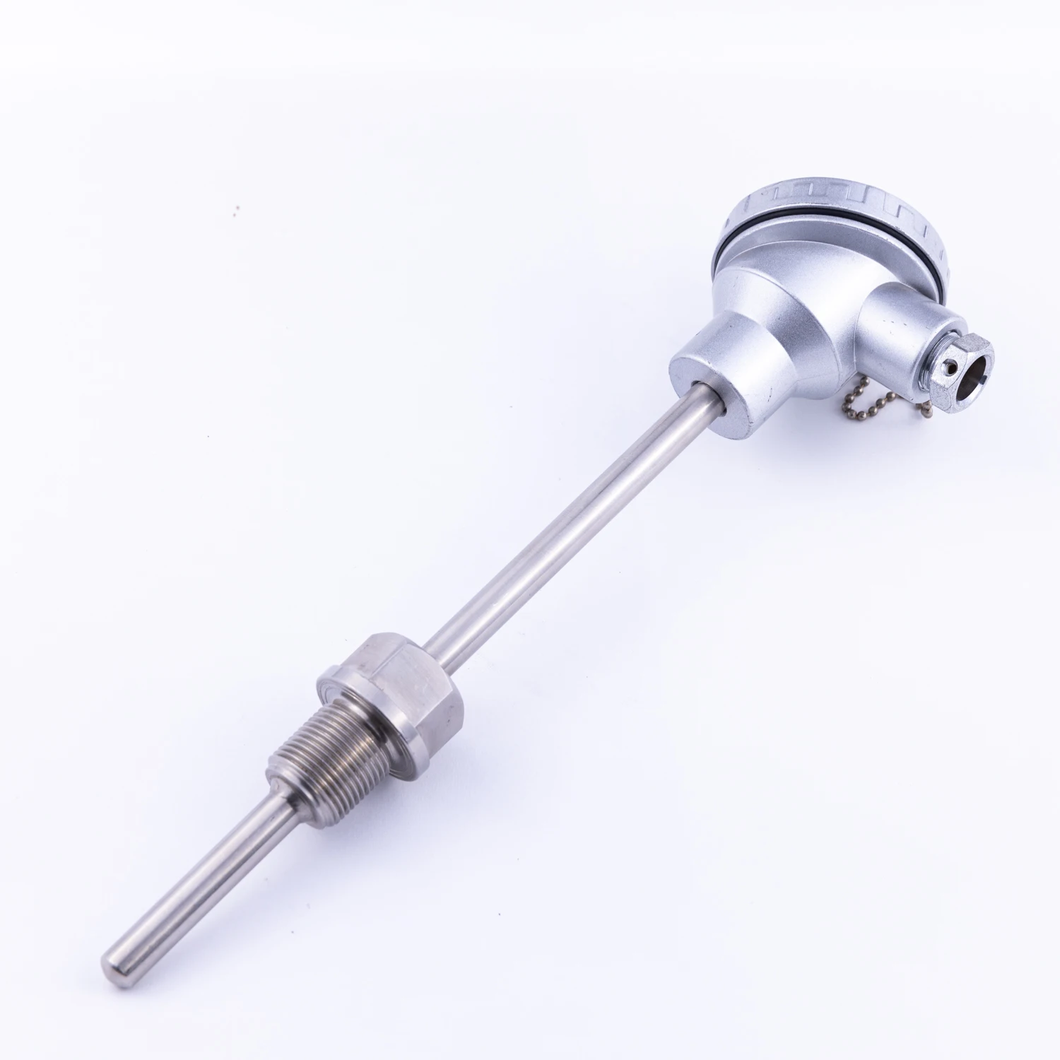 Mineral insulated RTD sensor with thermowell  Thermocouple consists of two wires, each made of different metal, welded together