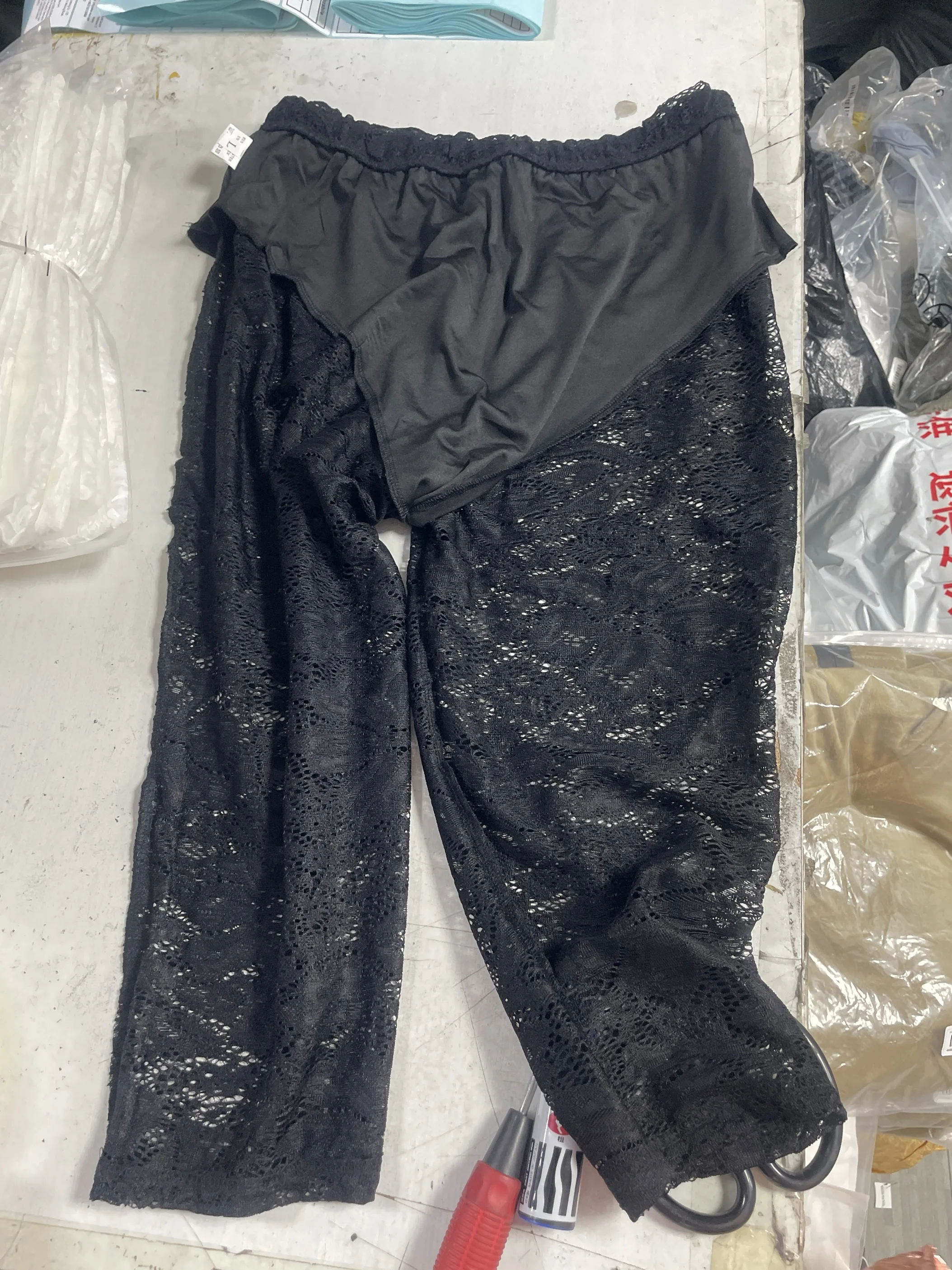 New arrivals 2024 fashion lace high stretchy sexy midi leggings with undershorts