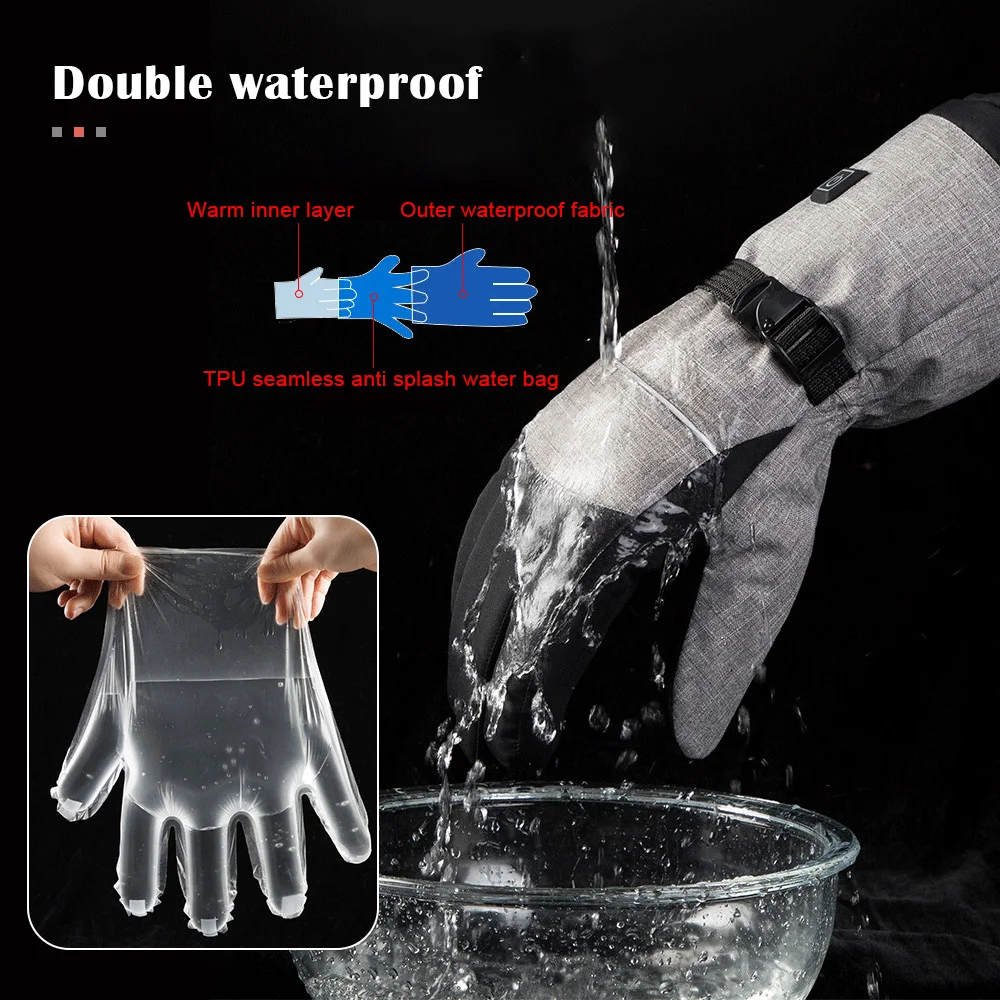 Winter Heating Gloves Waterproof Snowboard Cycling Moto Ski Outdoor Touch Screen Cotton Hand Warmer Electric Thermal Gloves