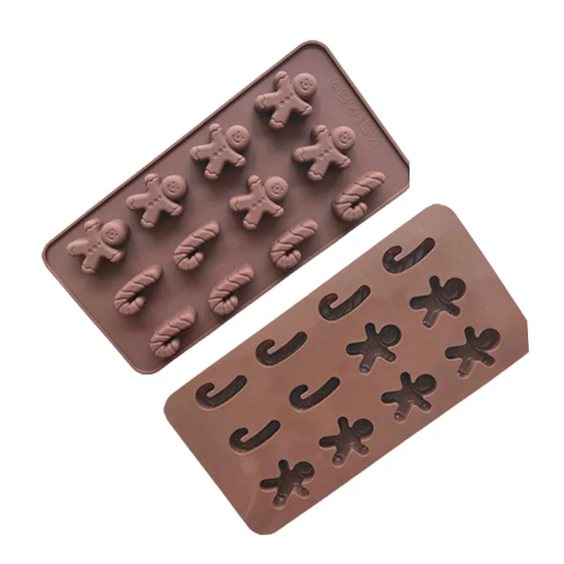 Wholesale 12 holes DIY snowman crutches shape silicone chocolate mold