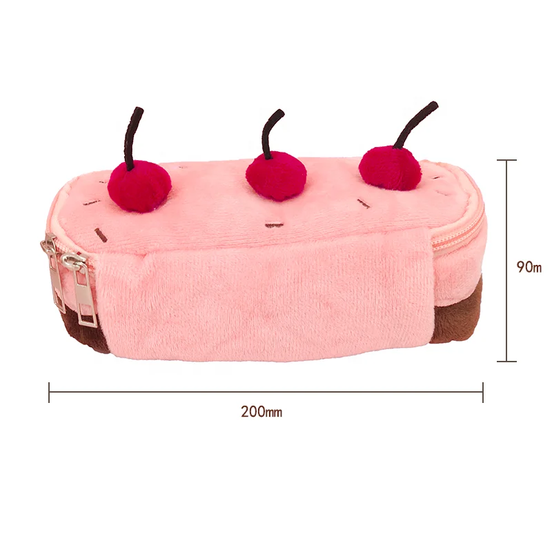 Pink Color Cute Fruit Cherry Soft Plush Pencil Case for Sale