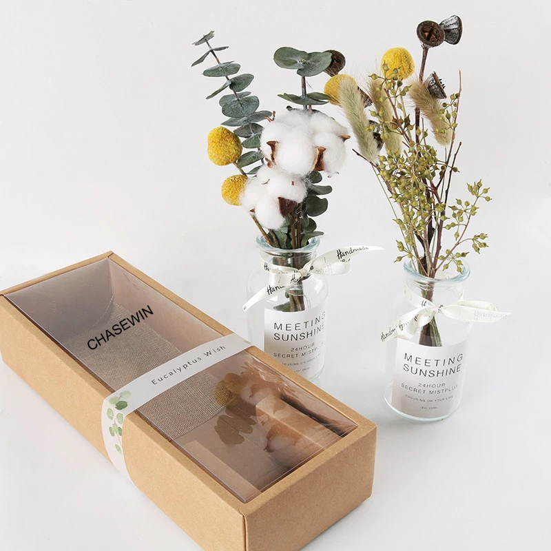 Wholesale dried flower bouquet pampass grass reed pampasgras cotton eucalyptus craspedia valentine gift