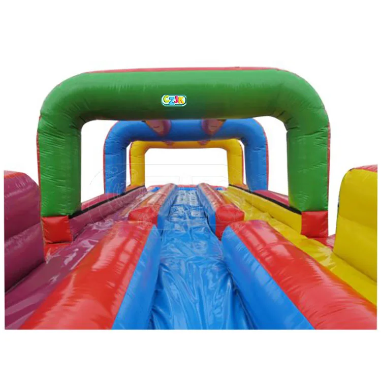 outdoor kid triple lindy high giant inflatable bouncer racer 16 ft water slip and slide for kid sale