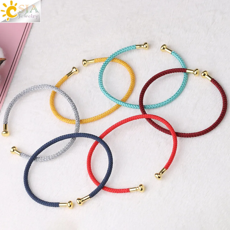 CSJA Women Jewelry Accessories Red Black String Twisted Cable Wristband Rope Open Cuff Bangle Bracelet for Diy Making G839