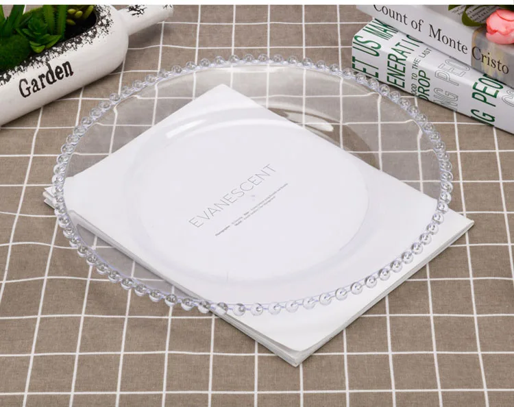 Transparent Plates with Gold Rim 13inch Plastic Charger Plates for Dinner Plates for Weddings Holiday or Party Table Decor