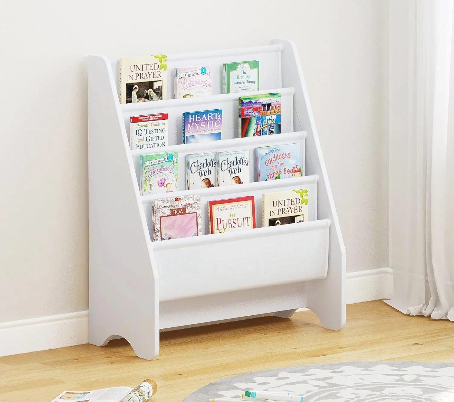 Kids Sling Bookshelf With Organizer Kids Magazine Rack Book Rack For Kids Book Organizer