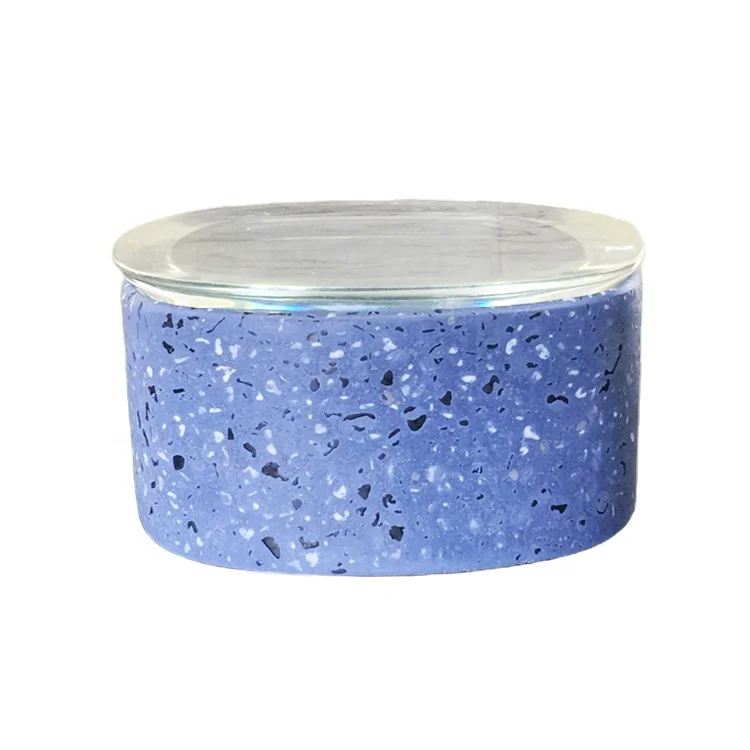 Square concrete candle vessels with marble style surface