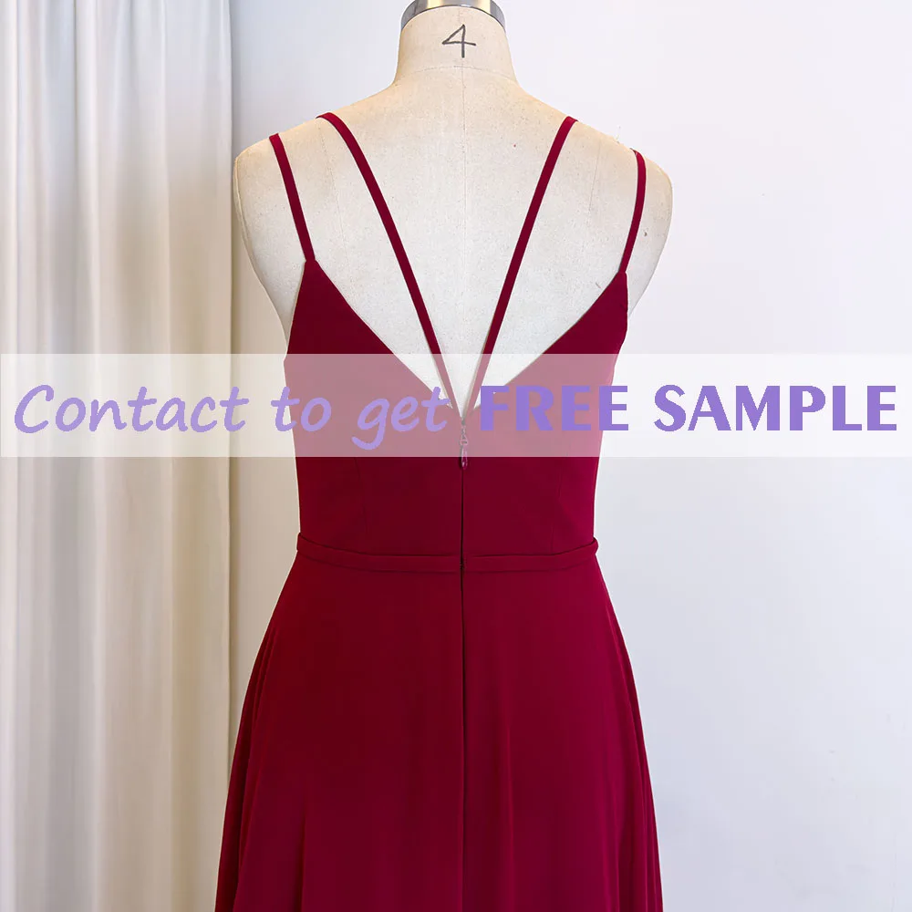TEENYEE Ladies Back Slip Floor-Length Bridesmaid Dress Large Sizes Red Evening Dresses For Women Bridesmaid Dresses Wedding