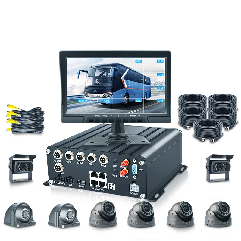 Heavy Truck Camera 10 Inch VGA Monitor AHD 4G GPS 8 Channels NVR Solution