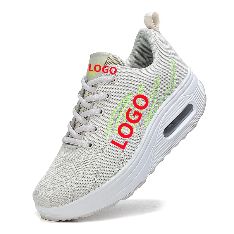 RUIDENG Knit Upper PU Air Cushion Thick Sole Custom Sneaker Manufacturer Small Orders Sneakers Women Casual Sport Shoes Running
