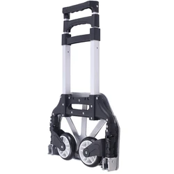 Folding Hand Truck and Personal Dolly 165 lb Capacity with Rubber Wheels and Telescoping Handle Aluminum Luggage Cart
