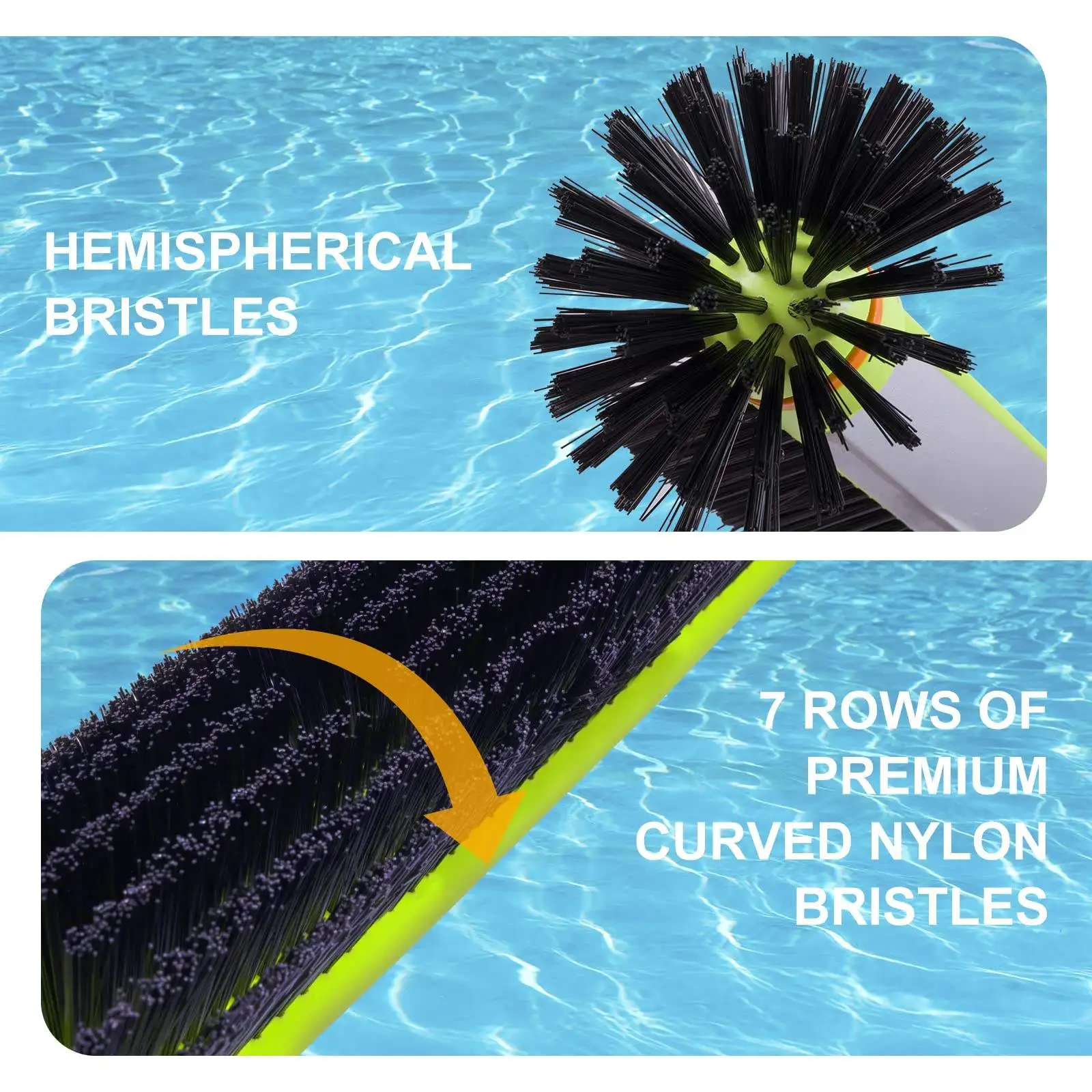 Swimming Pool Cleaning Brush Head Piscina Nylon 360 Degree Round Pool Wall Brush Aluminum Back for Cleaning