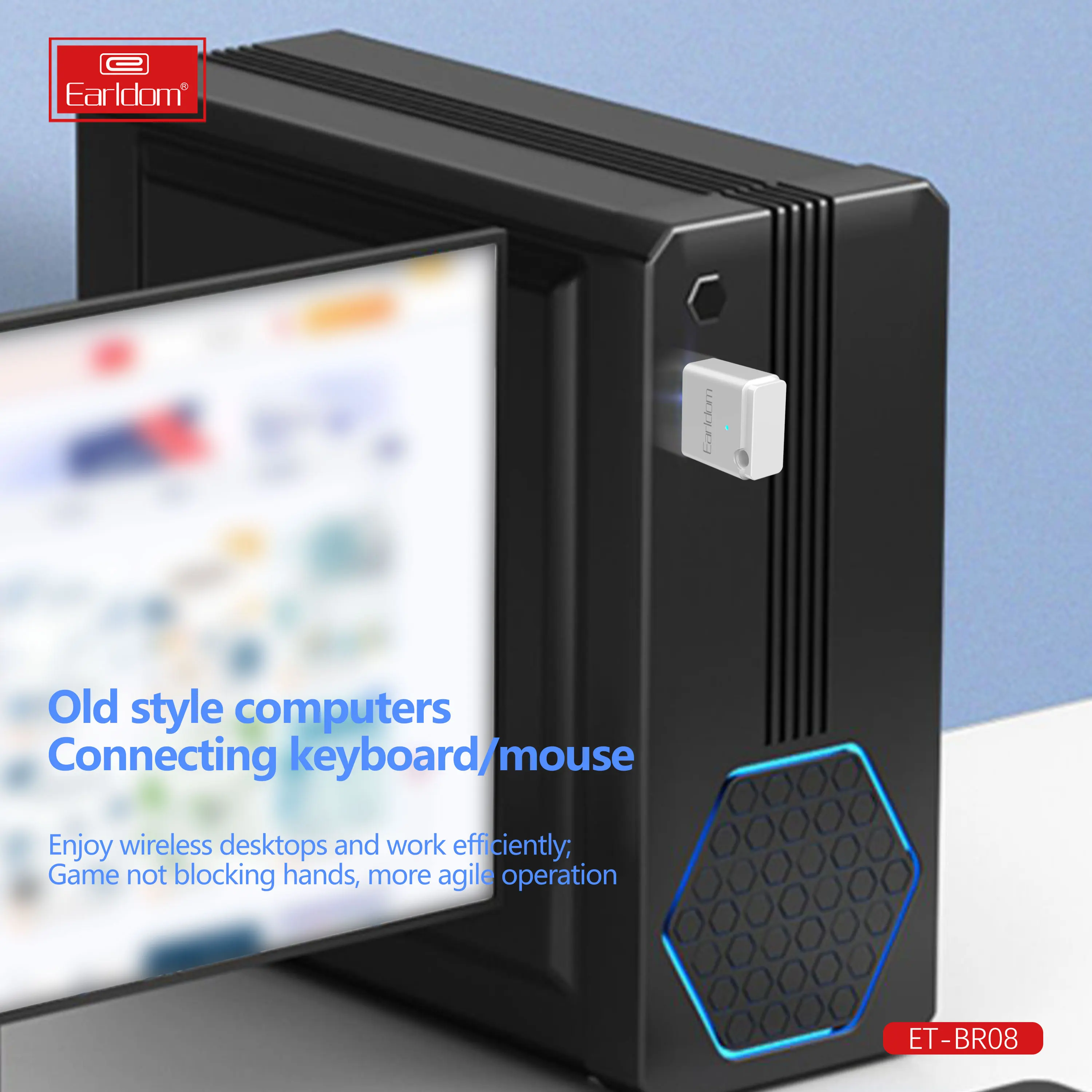 EARLDOM USB Blue-tooth 5.2Adapter Receiver Transmitter for PC Wireless Transfer for BT Speakers Mouse