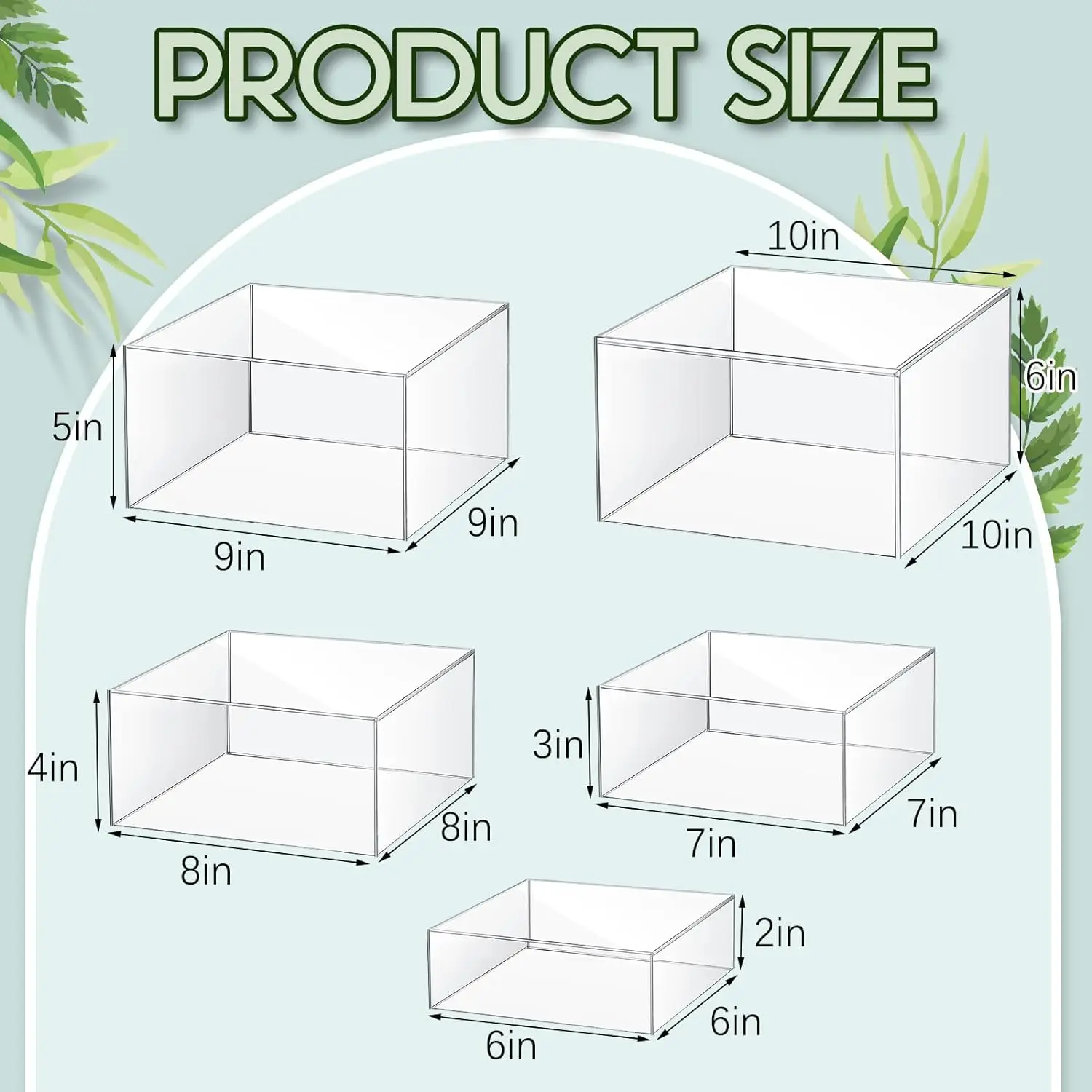 Clear Acrylic Cube 5 Sizes Display Nesting Risers with Hollow Bottoms Transparent Acrylic Boxes for Display and Table Decor