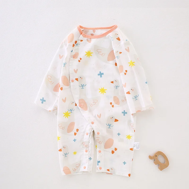 Summer Wholesale Bamboo Cotton Soft Long Sleeve Air Conditioning Pajamas Boutique Knitted Romper Baby