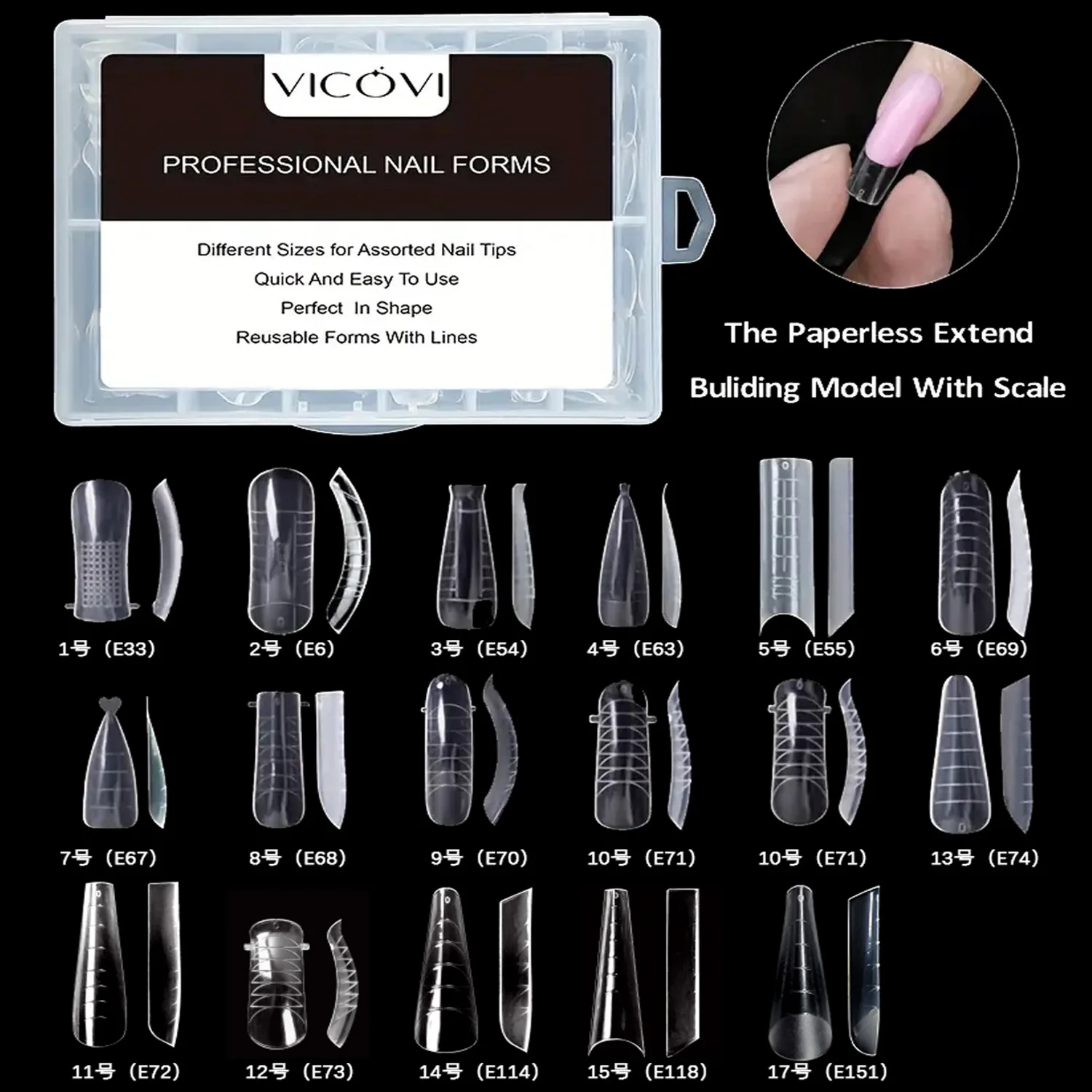 Wholesale 100/120PCS 17 styles Clear Nail System Full Cover Quick Building Gel Mold Tips Nail Extended Plastic Nail Dual Forms