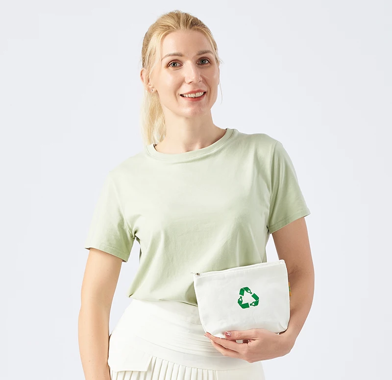 ECO-friendly make up bags cases sustainable RPET recycled canvas Polyester Cosmetic Bag