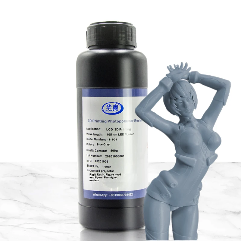 Huaxin Blue Gray Rigid High Precision Low Odor Easy Clean UV Sensitive 3D Printer Resin