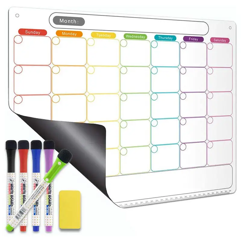 Dry Erase Magnetic Calendar For Refrigerator Monthly Fridge Planner