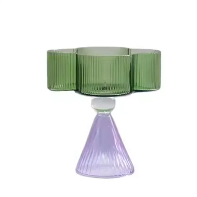 Custom Made Hand-blown Heat-resistant Multi-colored Borosilicate Glass Jewelry Bowl with Base