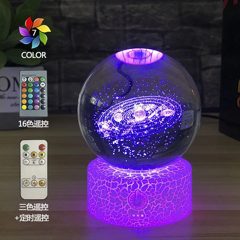 Wholesale 3d art crystal ball night lamp luminous crystal table lamp for kids birthday gift