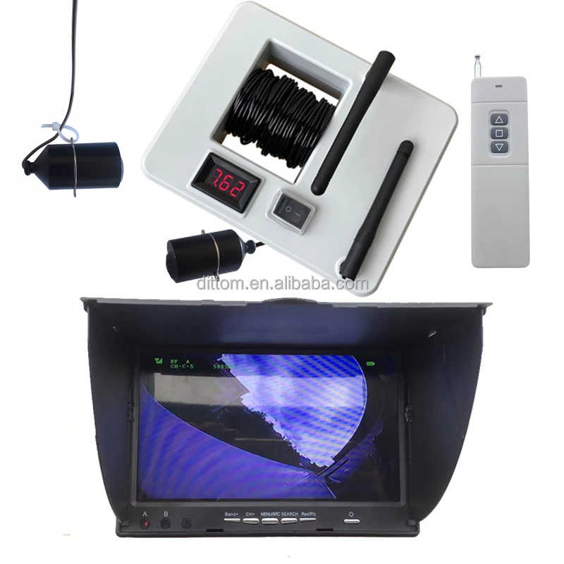 Updated TL 7inch 500M Fisheye Camera Sonar Waterproof Fishing Finder with Water Depth&Temperature