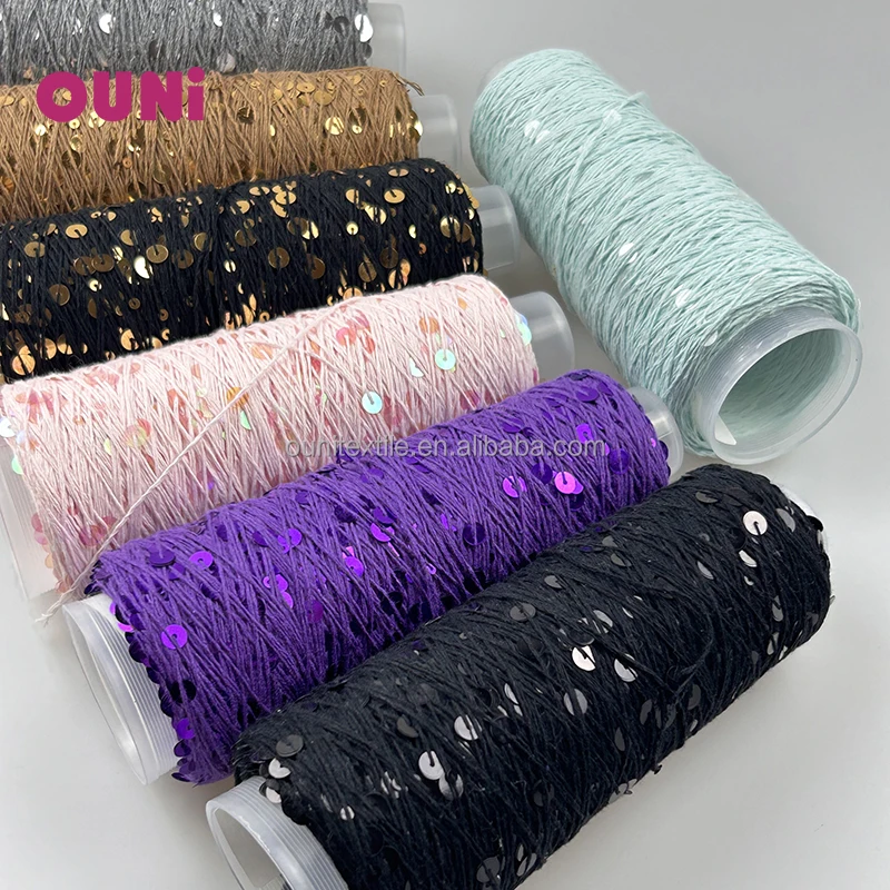 Очень популярная 100% 5 ply 3 + 6 100 грамм пряжа из натурального хлопка с блестками для детской прозрачной вязки мохер зимней шапки