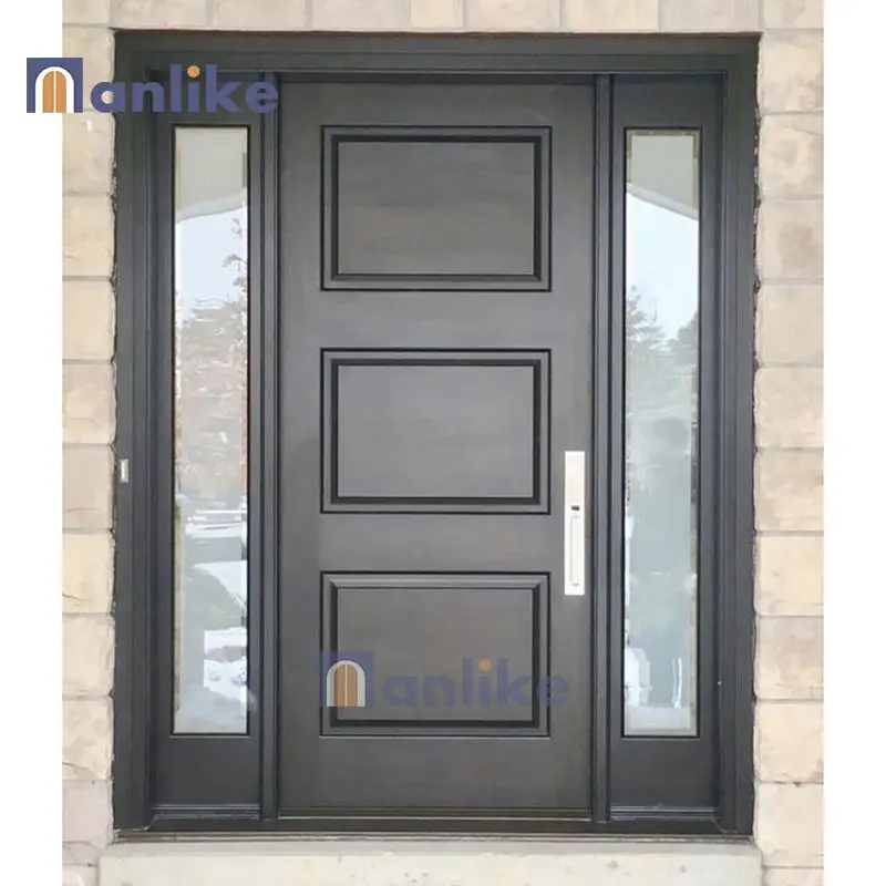 Anlike Waterproof Modern Custom Steel Frame Front Teak Solid Wood Main Door Design Entry Exterior Wood Door