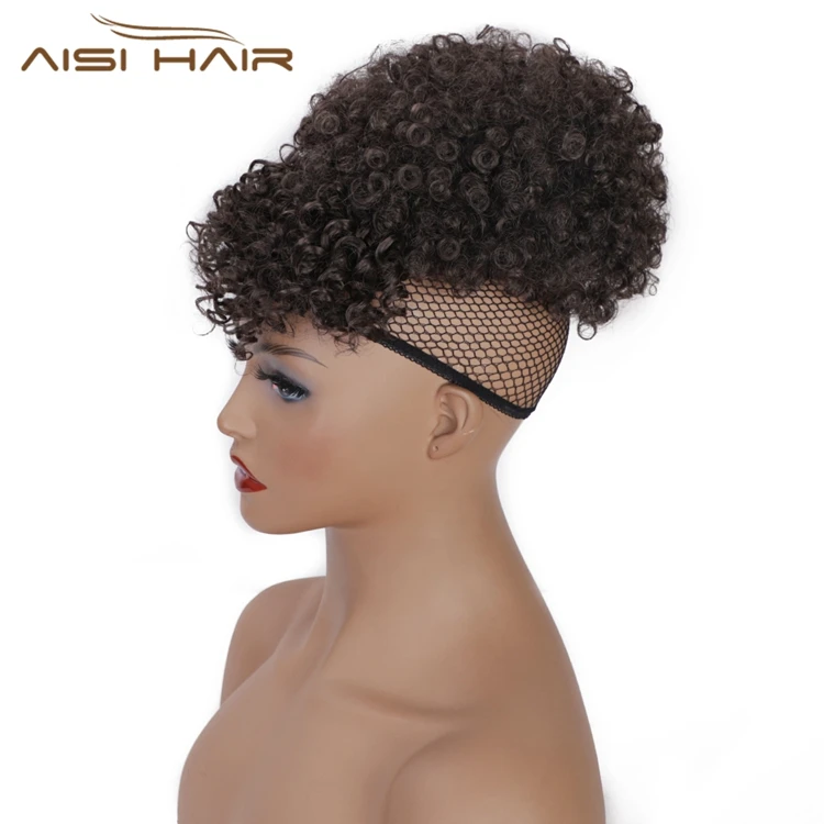  Aisi Hair Горячая Распродажа афро-пуховка короткий кудрявый хвост пучок с челкой Синтетический наращивание