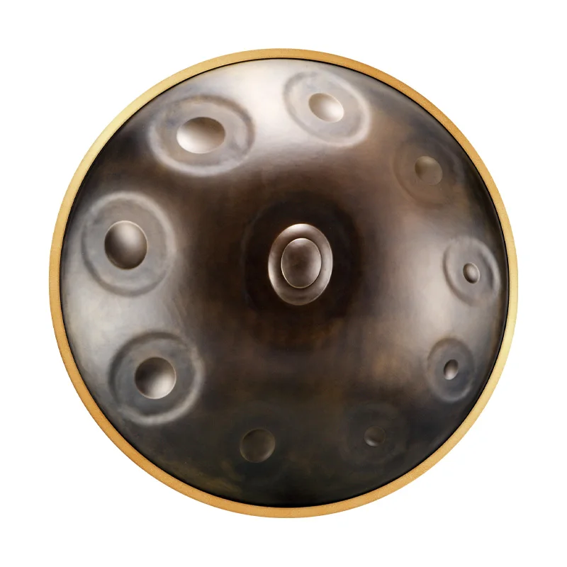 Hluru Handpan drum instrument in D Minor 10 Notes 22 inches Steel Hand Drum with Soft Hand Pan Bag, 2 handpan mallet
