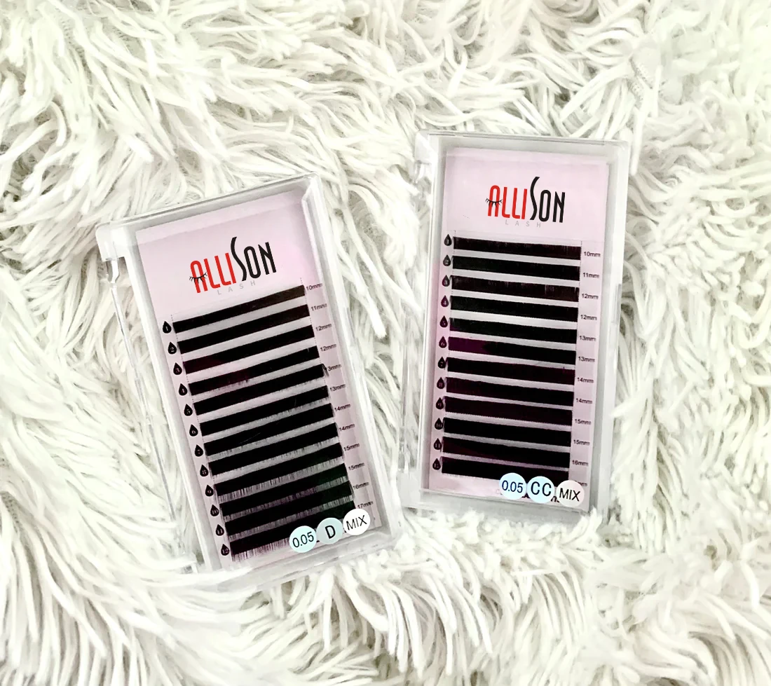 Allison Vegan Friendly Eyelashes Fluffy Individual Lashes Trays 0.03 0.05 0.07 6-25mm Jet Black Velvet Lash Extension Trays