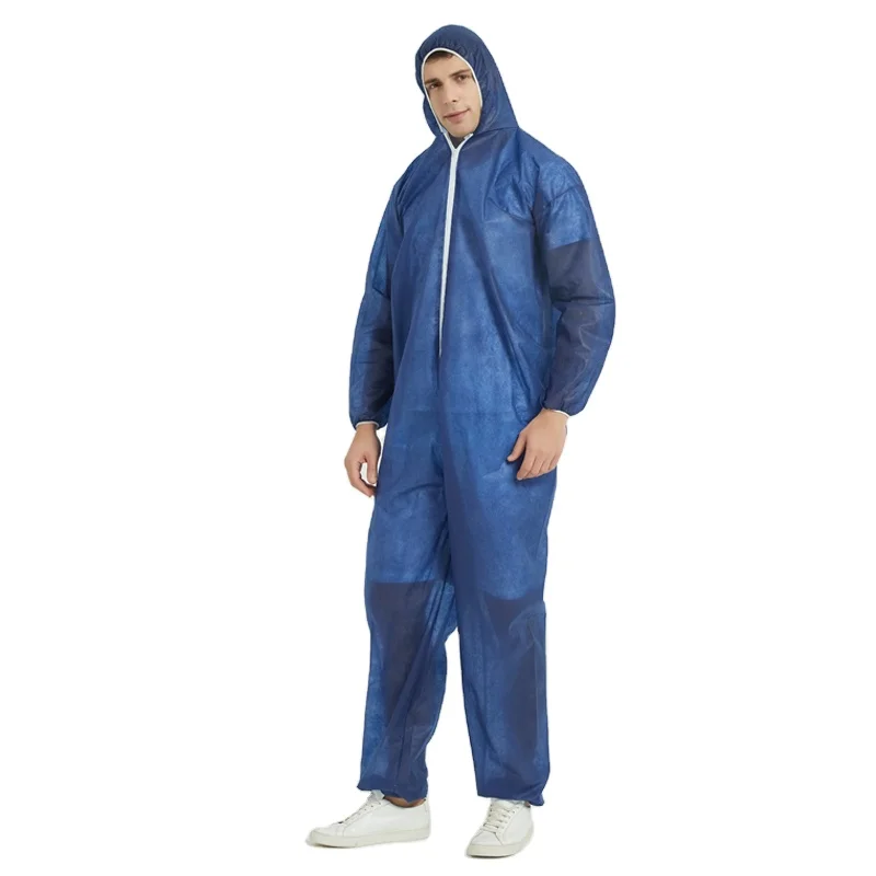 Hot selling product blue nonwoven SMS coverall single use protective coverall protective clothing set Anti-static clean room use