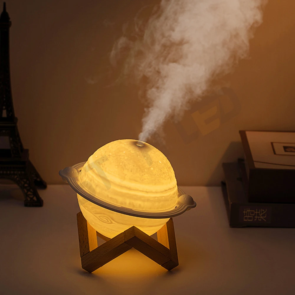 Humidifier 3D Moon Lamp Humidifier with LED 3 Colors Night Light USB Aromatherapy Diffuser Mini Desk Humidifier