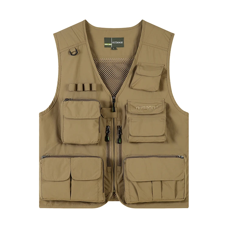 High Quality Custom Made Fishing Vest Factory Supply Multi Pocket Vest Shooting Clothes Mens Sleeveless Jacket