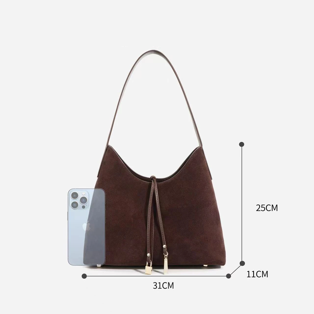 Genuine Leather Armpit Bag 2024 New Retro Suede Tote Premium Feeling Large Capacity Shoulder Niche Ladies Pack