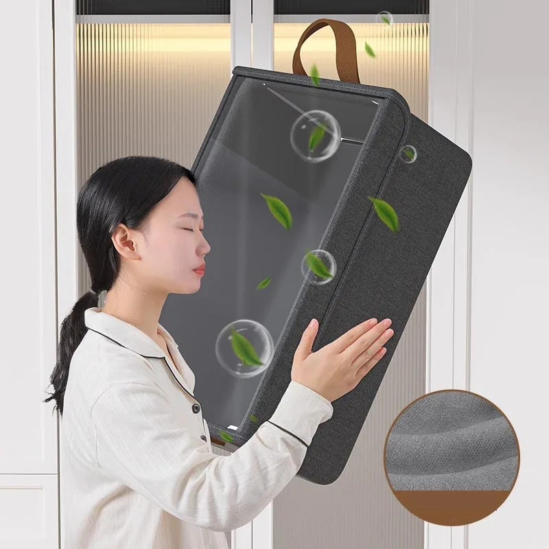 TS Wardrobe Clothes Organizer Foldable Drawer Organizers for Clothing Jean Closet Organizers and Storage Bins with Clear Lid