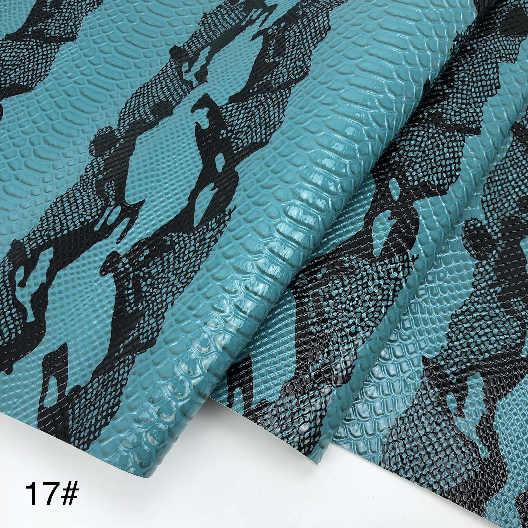 Eco High Glossy concave-convex 3D Snake Design Embossed Animal pattern Skin Two-tone color PVC Synthetic Leather fabric for bags