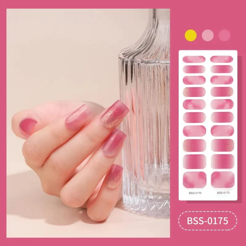factory supplier New Gel Nail Stickers Self Adhesive semi cured Gel nail polish strips gel nail sticker