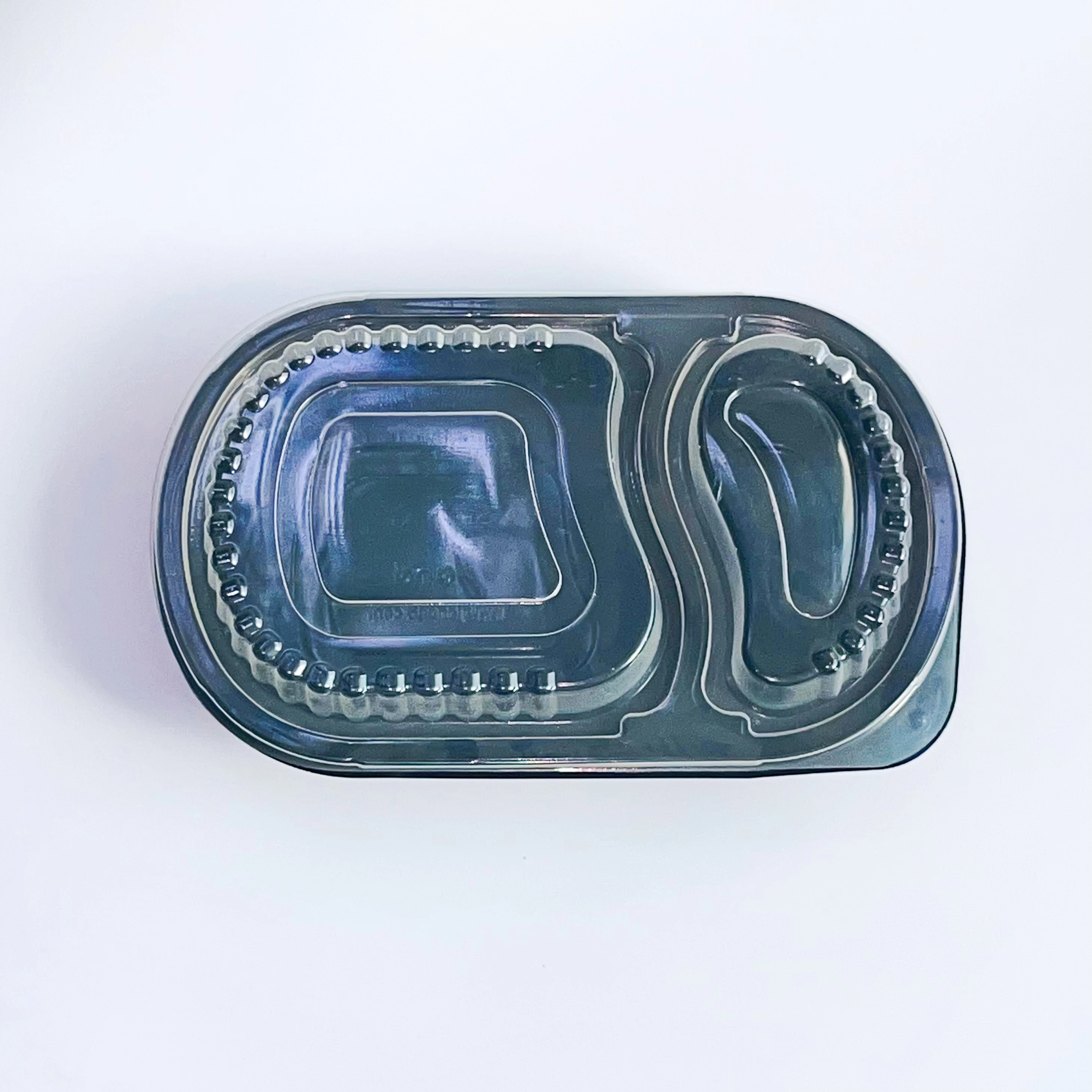 The latest design black double lattice disposable plastic meal box is available for customization