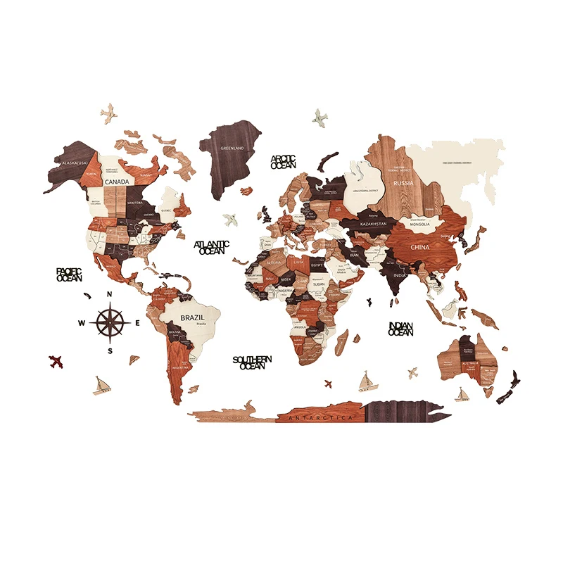 Трехмерная разноцветная карта туризма, Национальный флаг, штырь, античная Скандинавская Деревянная Карта мира, Украшение стен, художественная карта, головоломка